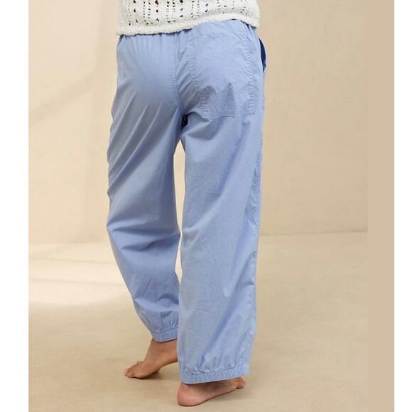 NWT Aerie Wide Leg Its Poplin Beach Pants Cotton Lounge Blue XL - Picture 3 of 6